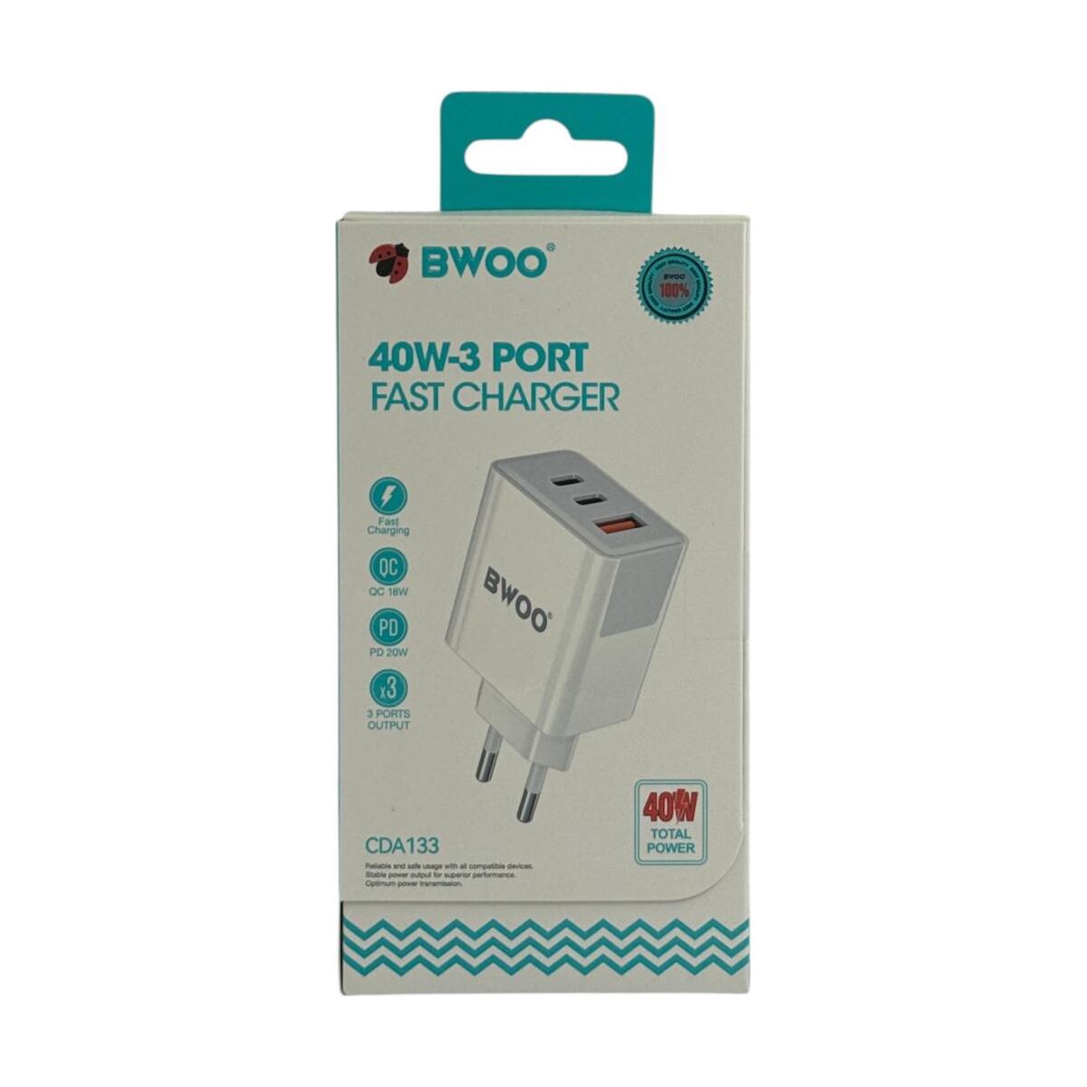 BWOO 40W 3-Port Fast Charger